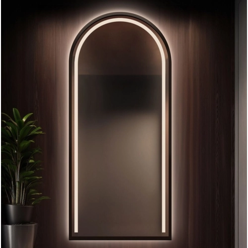 Lustro półowalne z podświetleniem w ramie mdf – PLATO W RAMIE LED